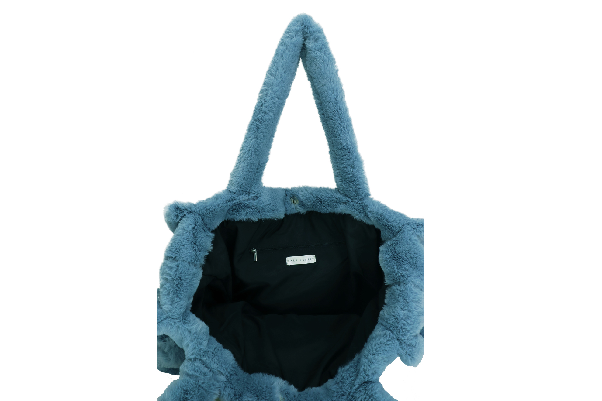 LISS, großer Shopper aus veganem Kuschelfell, ice blue